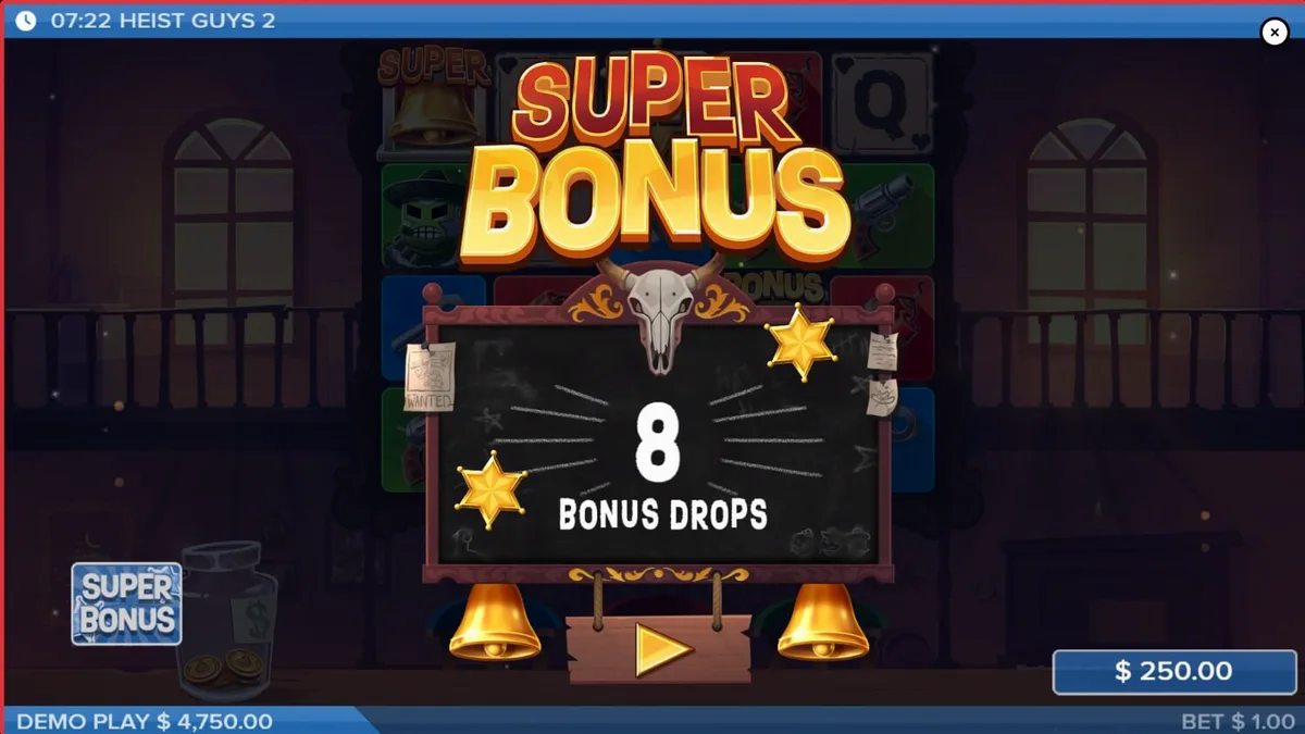 Heist Guys 2 slot dengan latar belakang Wild West dan karakter perampok yang ikonik